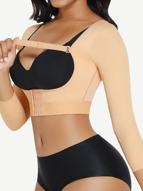 Top moldeador Snatched con mangas y cierre de múltiples ganchos