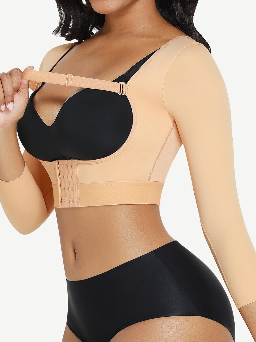 Top moldeador Snatched con mangas y cierre de múltiples ganchos