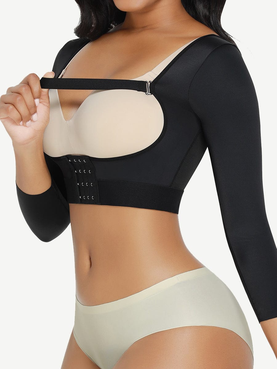 Top moldeador Snatched con mangas y cierre de múltiples ganchos