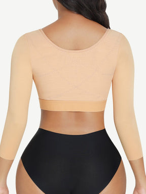 Top moldeador Snatched con mangas y cierre de múltiples ganchos