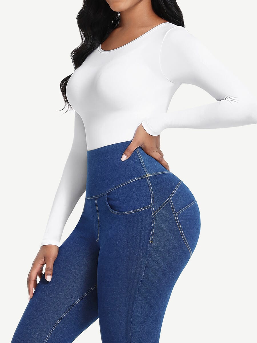 Body de manga larga con efecto corsé sin costuras Snatched