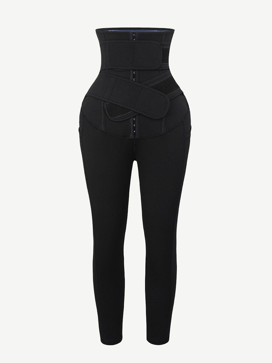 Snatched Shapewear Pants Double Waistbands Smooth Hooks