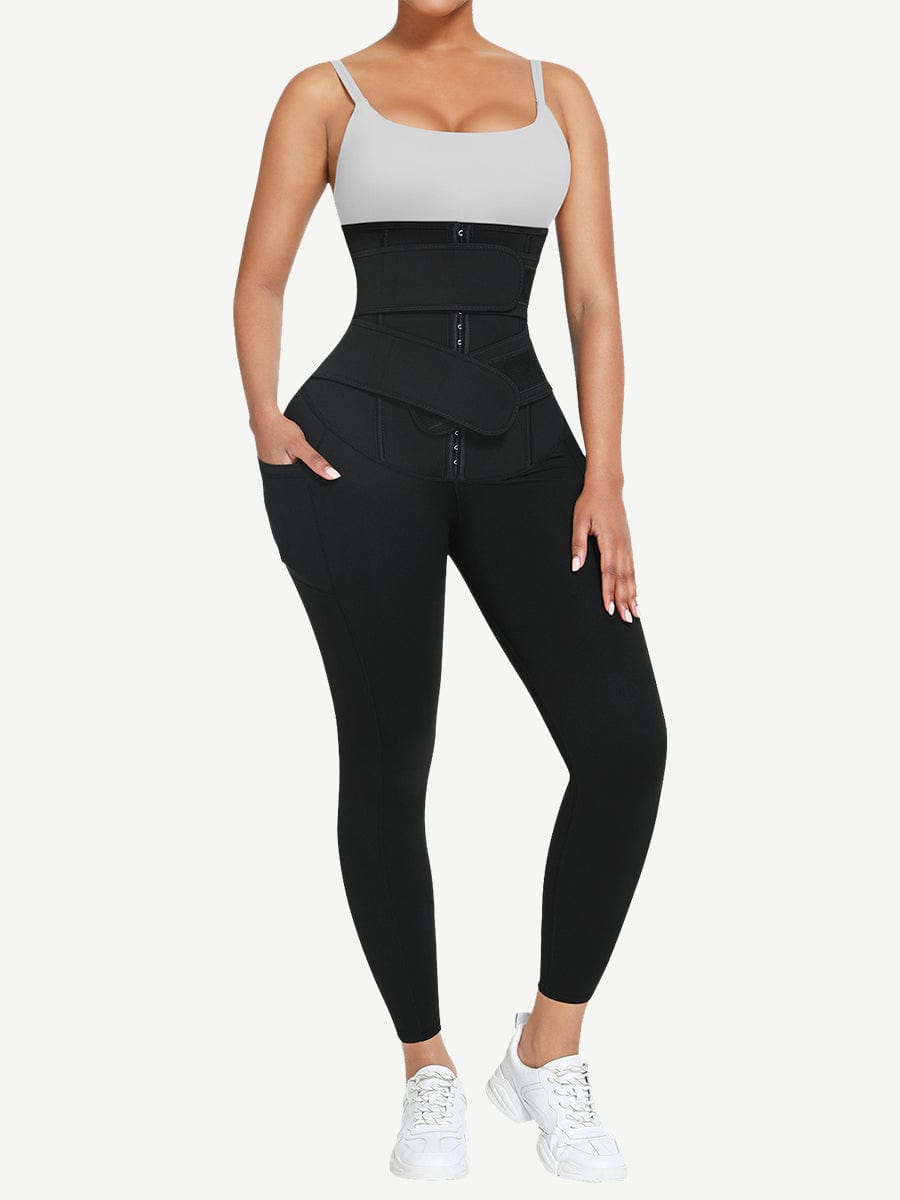 Snatched Shapewear Pants Double Waistbands Smooth Hooks