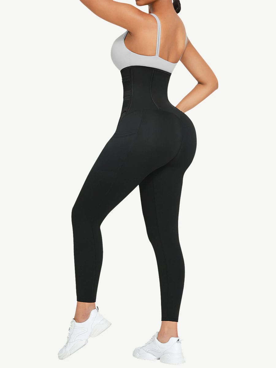 Snatched Shapewear Pants Double Waistbands Smooth Hooks