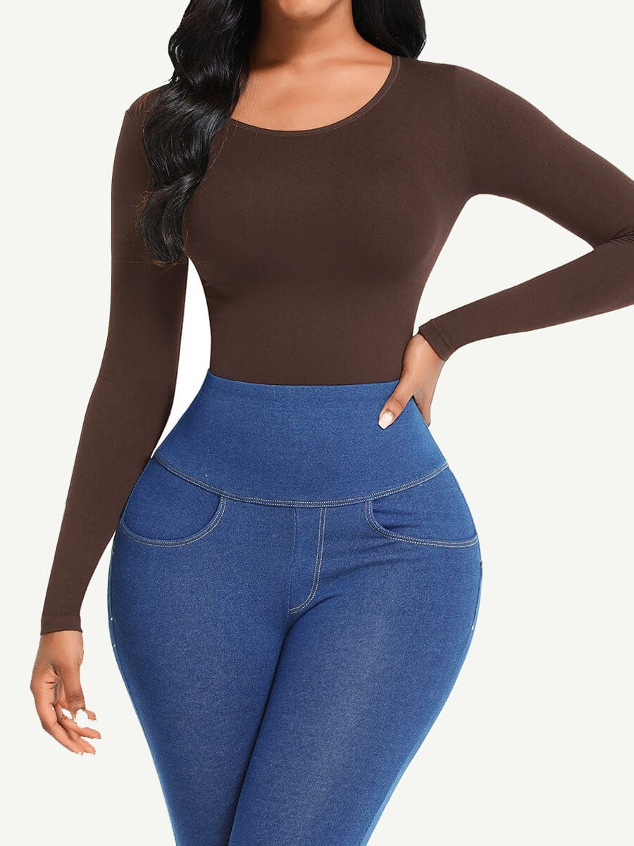 Body de manga larga con efecto corsé sin costuras Snatched