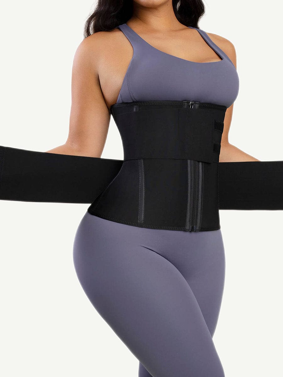 Snatched Double Belt Waist Trainer Steel Boned Adjustable