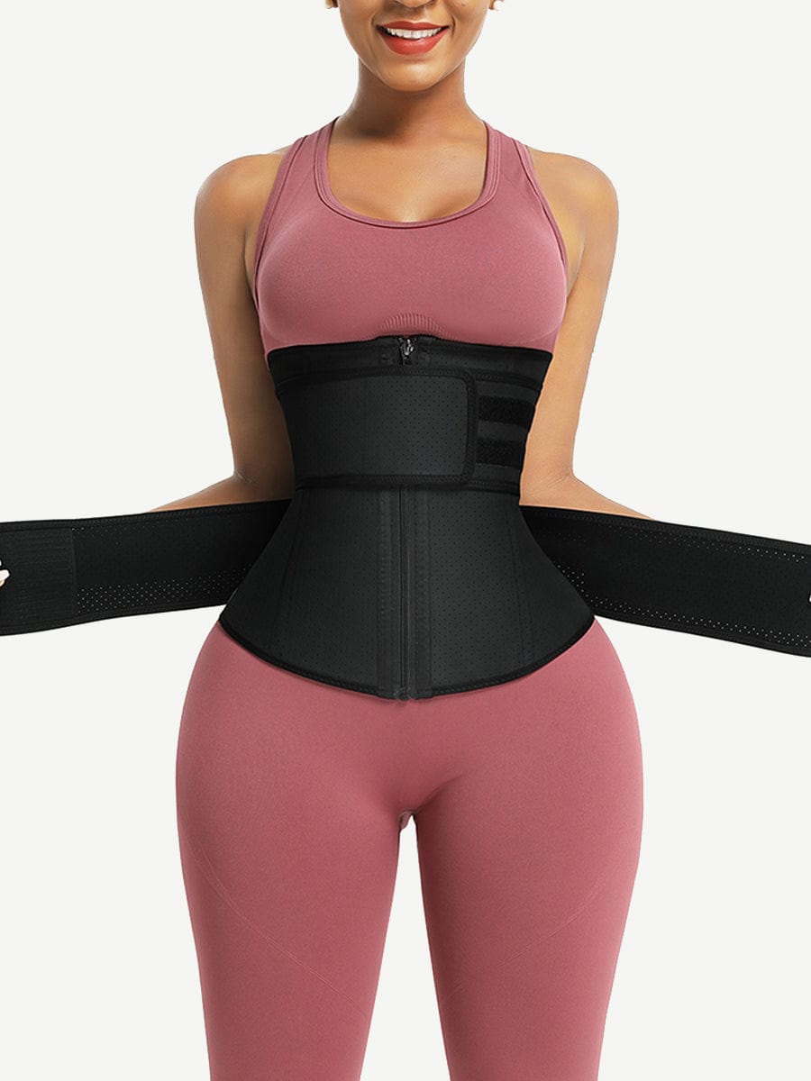 Snatched Rubber Waist Girdle Double Belt