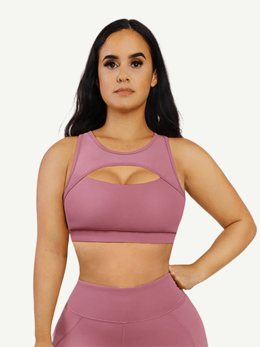 Snatched Cutout Sports Bra Front And Back Hollow