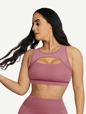 Snatched Cutout Sports Bra Front And Back Hollow