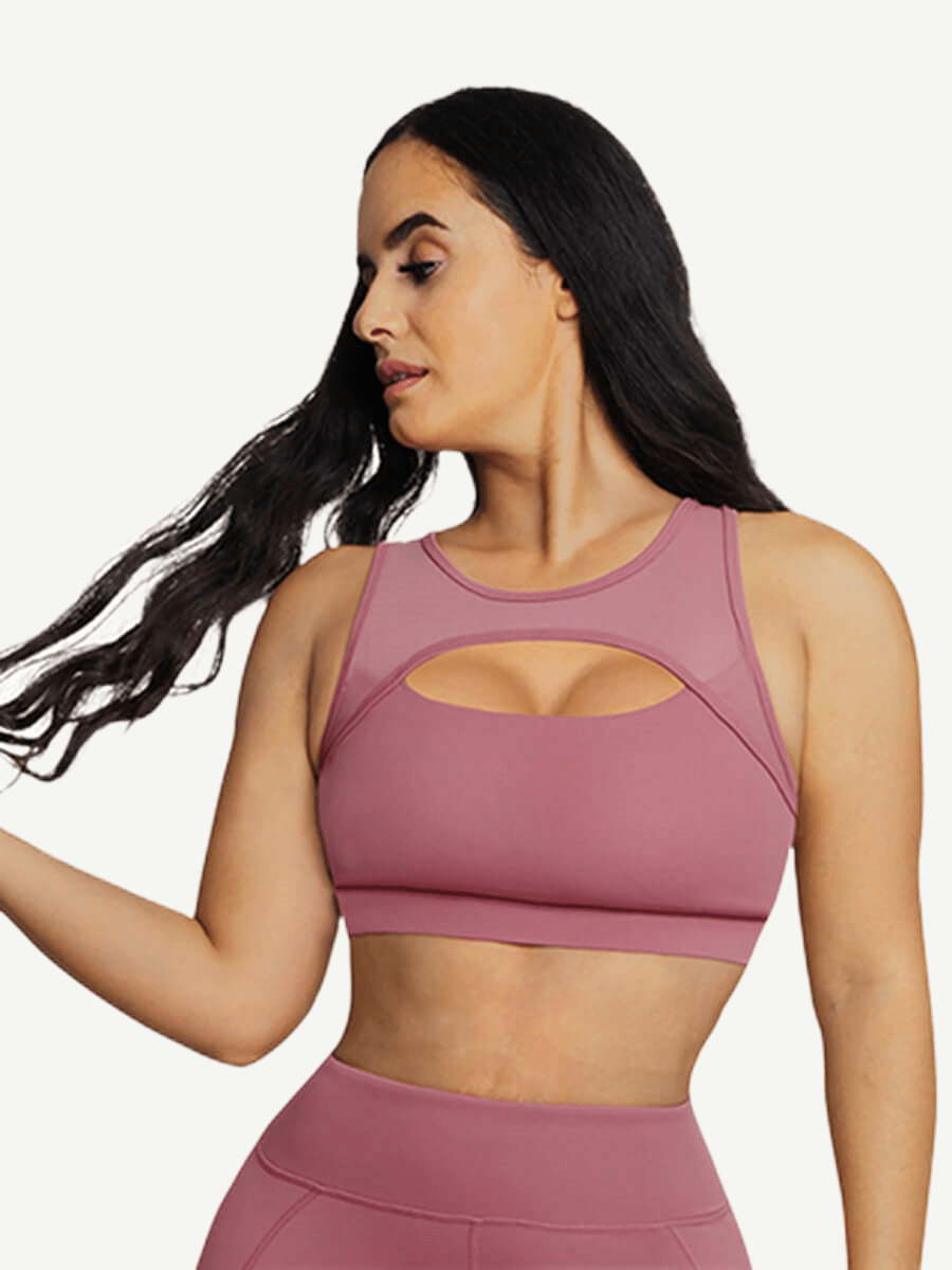 Snatched Cutout Sports Bra Front And Back Hollow