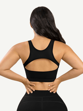 Snatched Cutout Sports Bra Front And Back Hollow