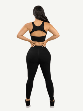 Snatched Cutout Sports Bra Front And Back Hollow