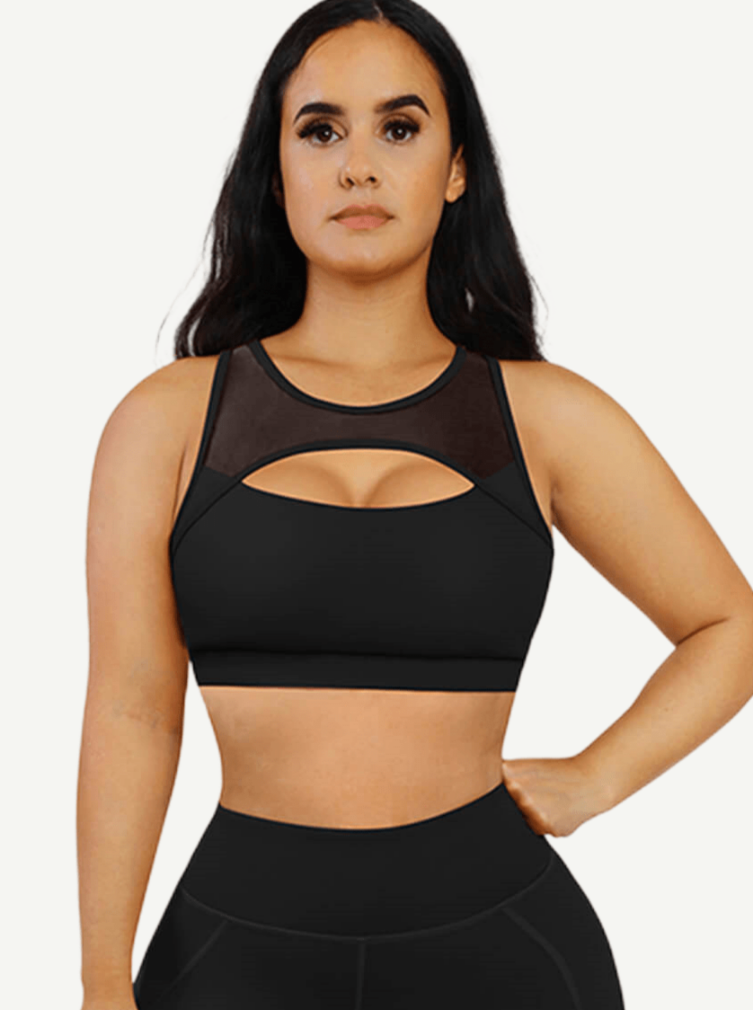 Snatched Cutout Sports Bra Front And Back Hollow