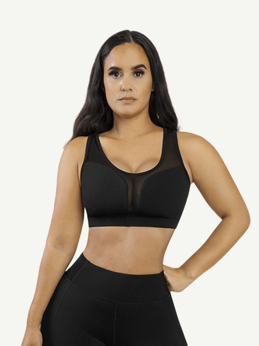 Snatched Tulle Stitch Sports Bra Vest Style
