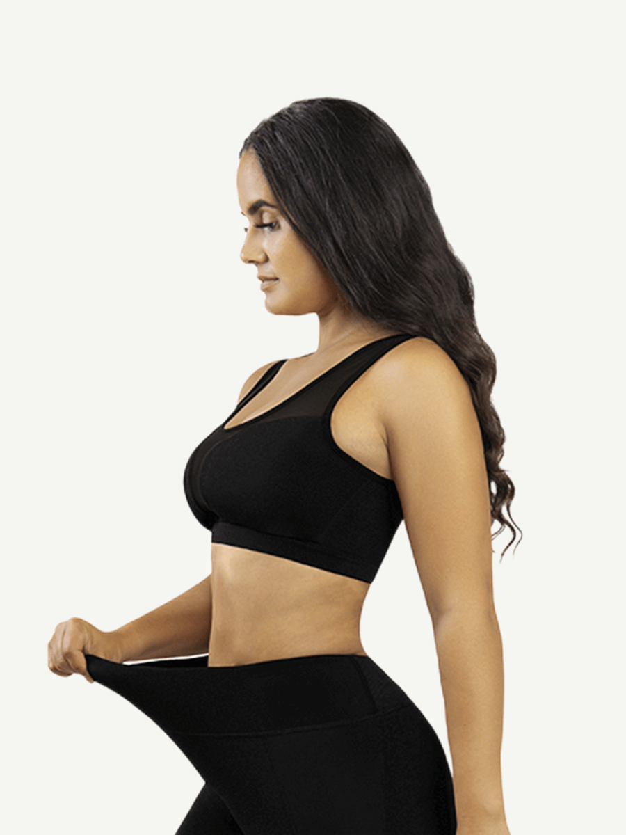 Snatched Tulle Stitch Sports Bra Vest Style
