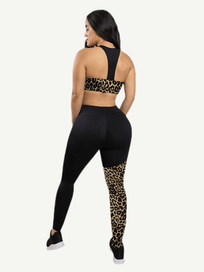 Snatched Leopard Splice Sports Bra Removable Pads