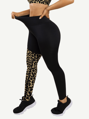Snatched Leopard Splice Sports Bra Removable Pads