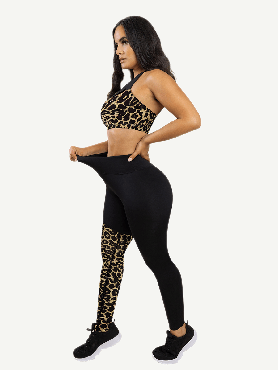 Snatched Leopard Splice Sports Bra Removable Pads