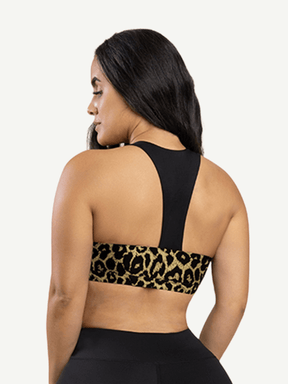 Snatched Leopard Splice Sports Bra Removable Pads