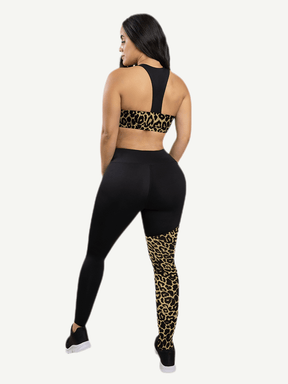 Snatched Leopard Splice Sports Bra Removable Pads