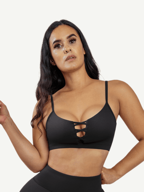 Snatched Front Cross Cutout Sports Bra
