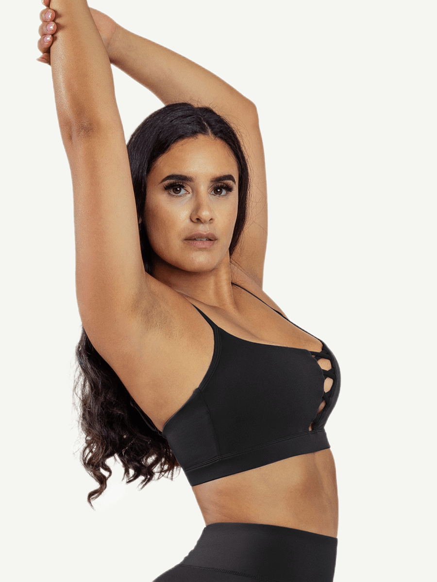 Snatched Front Cross Cutout Sports Bra