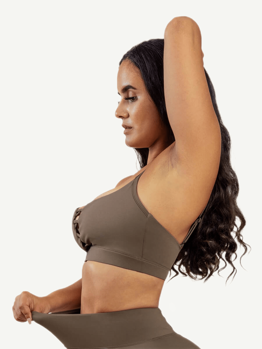 Snatched Front Cross Cutout Sports Bra