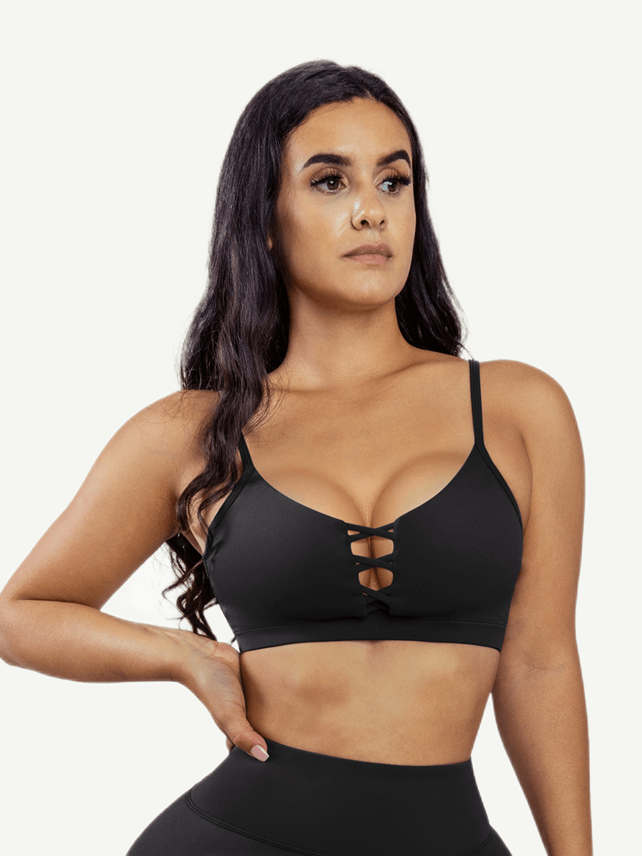 Snatched Front Cross Cutout Sports Bra