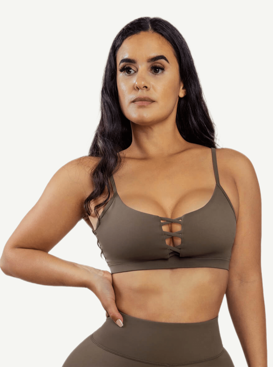 Snatched Front Cross Cutout Sports Bra
