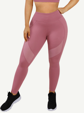 Snatched Tulle Splice Yoga Pants High Waist
