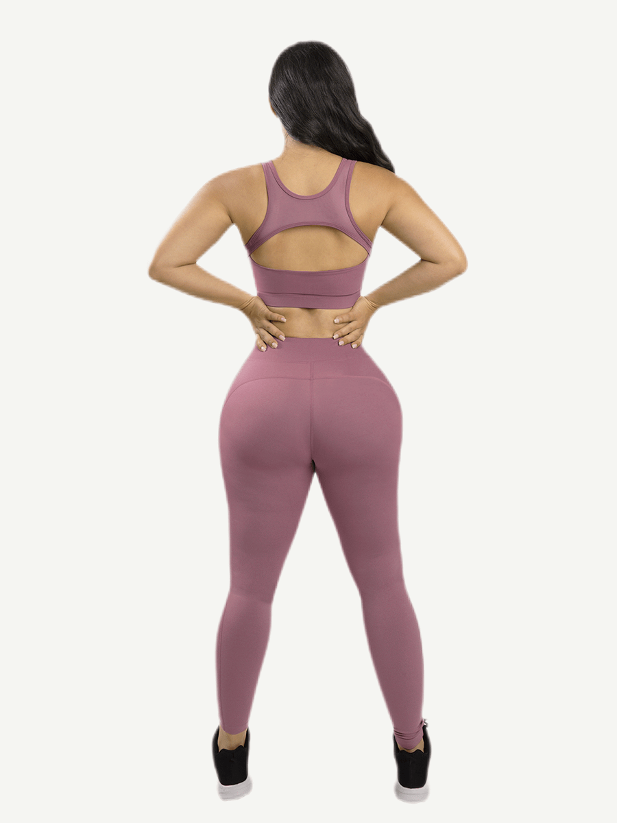 Snatched Tulle Splice Yoga Pants High Waist