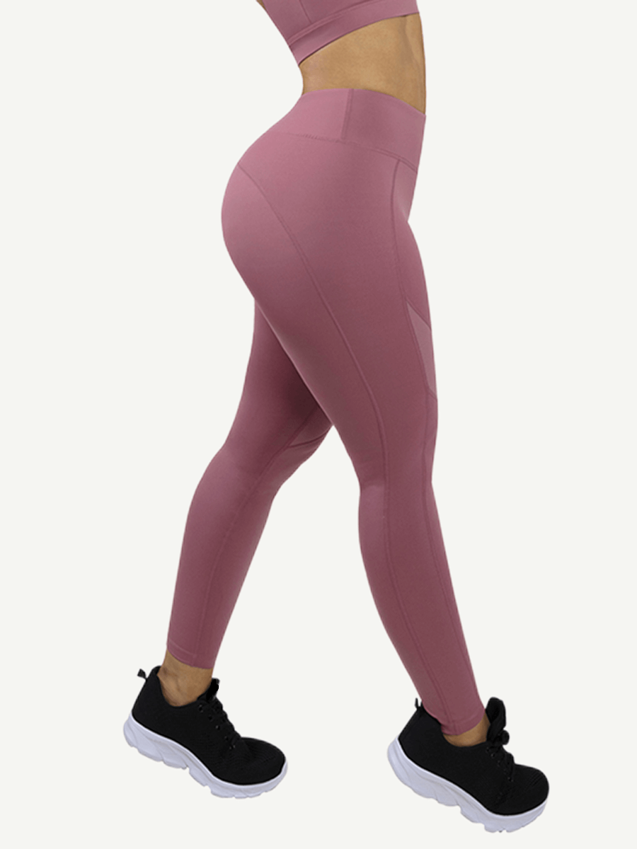 Snatched Tulle Splice Yoga Pants High Waist