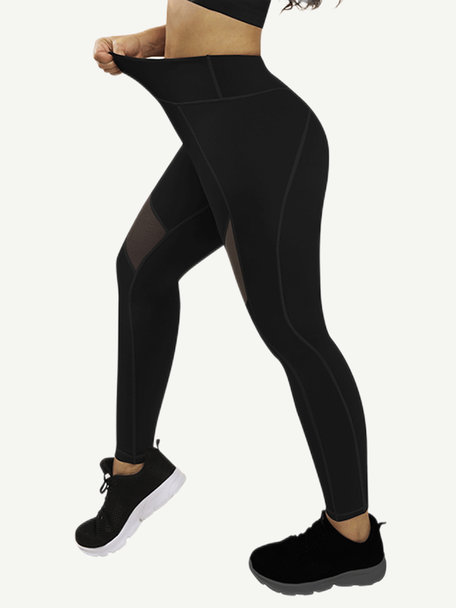 Snatched Tulle Splice Yoga Pants High Waist