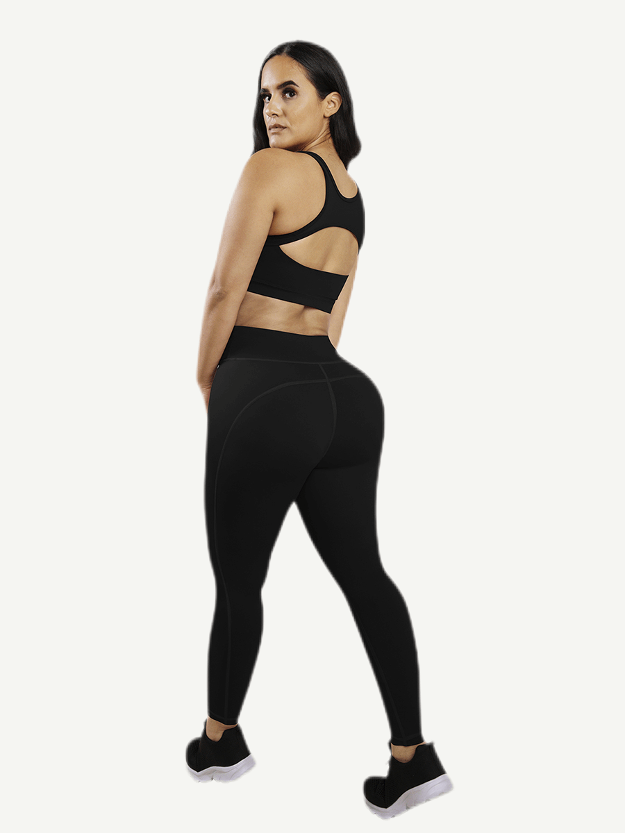 Snatched Tulle Splice Yoga Pants High Waist