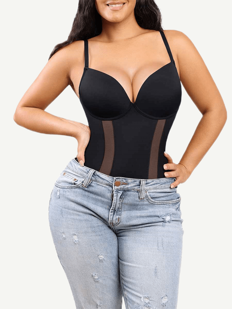 Body de copa tres cuartos con espalda en U y soporte sin costuras