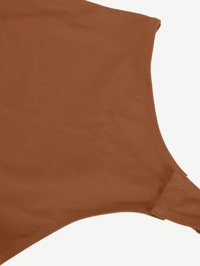 Body de tanga de manga larga con escote en V y cintura alisada