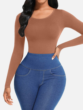 Body de manga larga con efecto corsé sin costuras Snatched