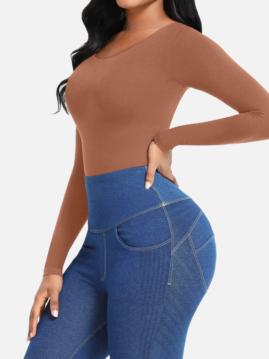 Body de manga larga con efecto corsé sin costuras Snatched