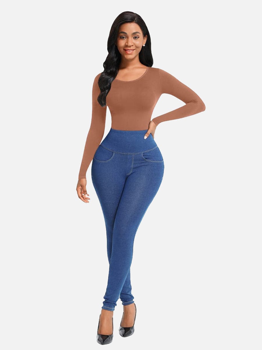 Body de manga larga con efecto corsé sin costuras Snatched