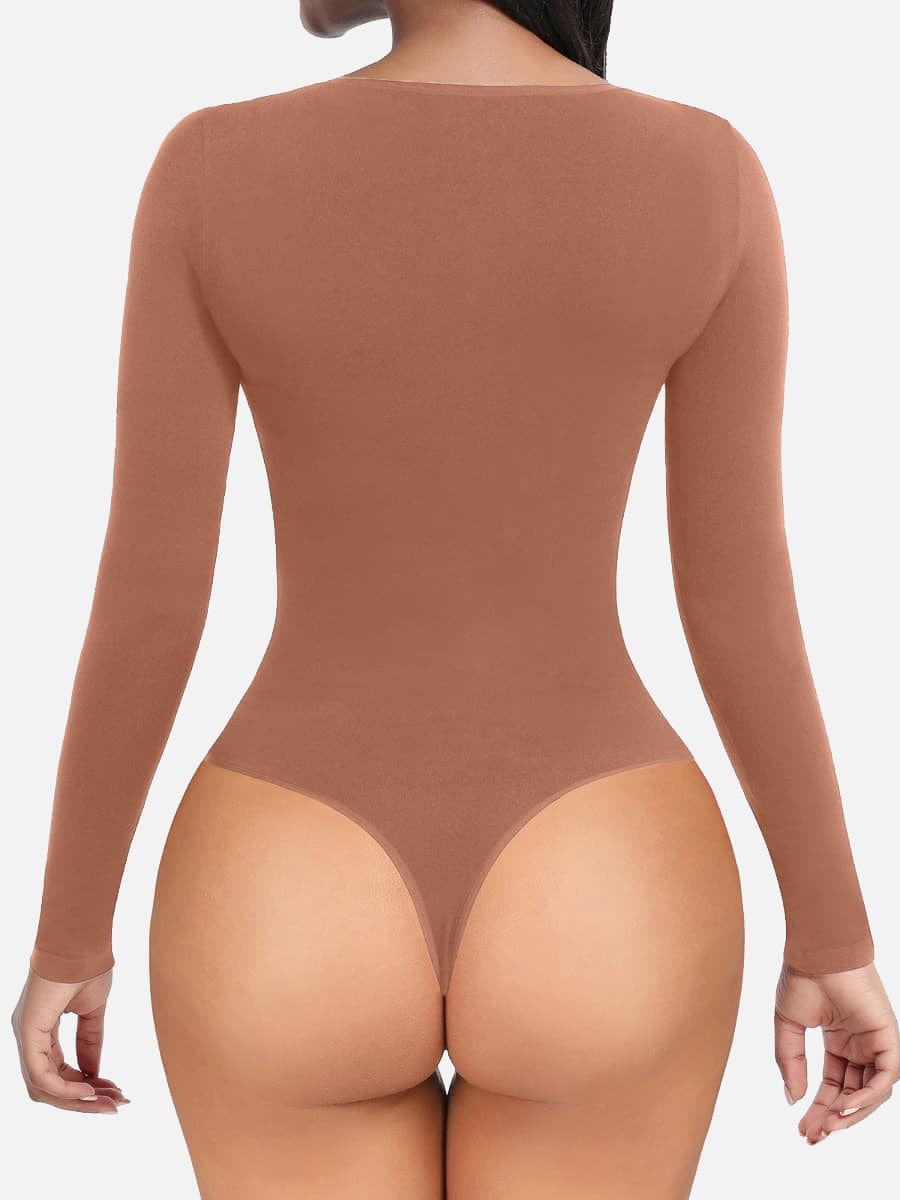 Body de manga larga con efecto corsé sin costuras Snatched