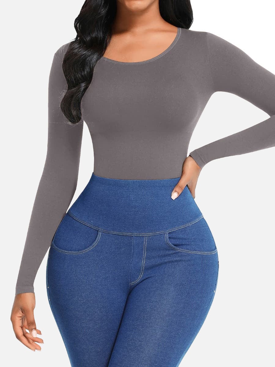 Body de manga larga con efecto corsé sin costuras Snatched