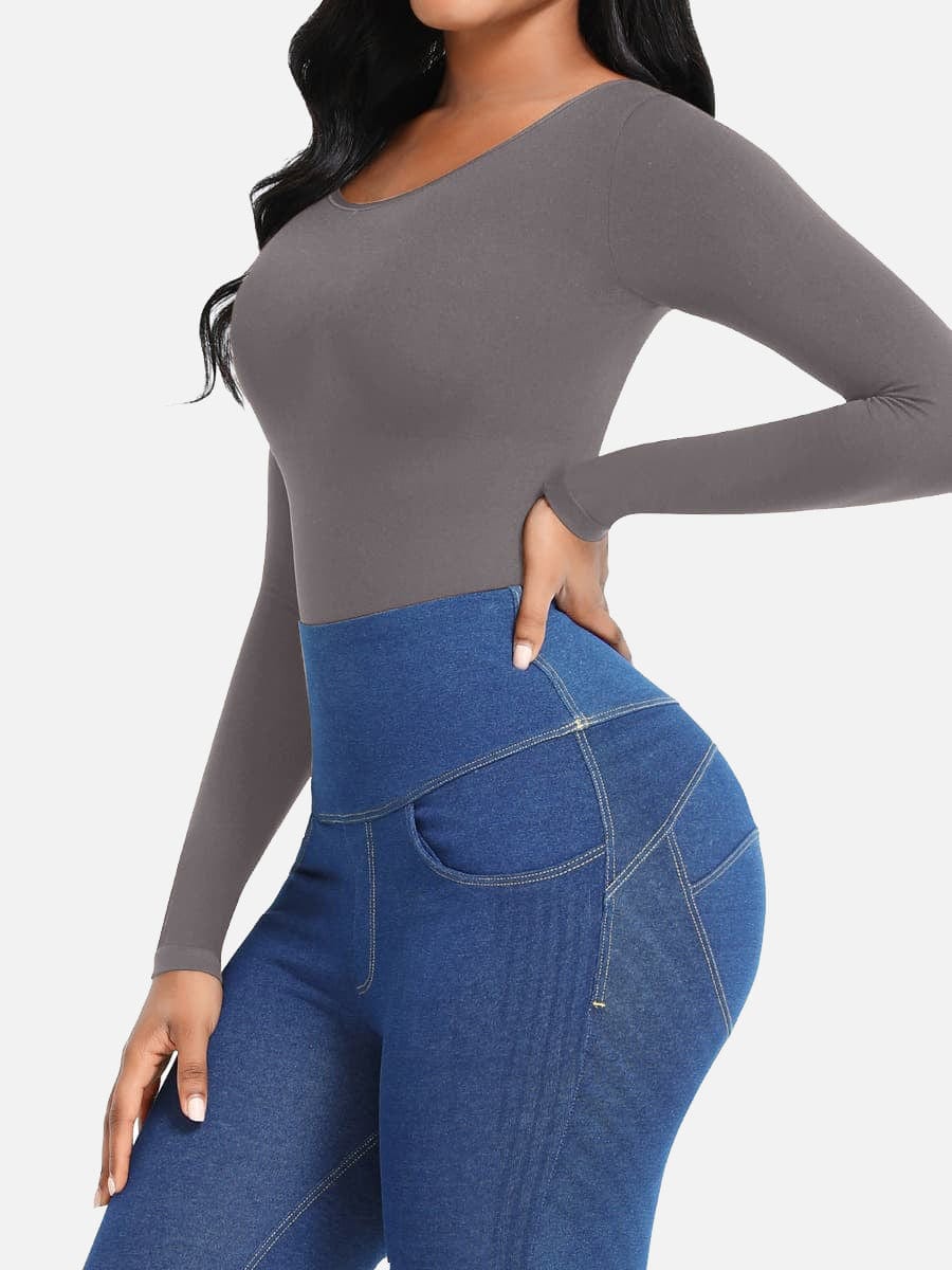 Body de manga larga con efecto corsé sin costuras Snatched