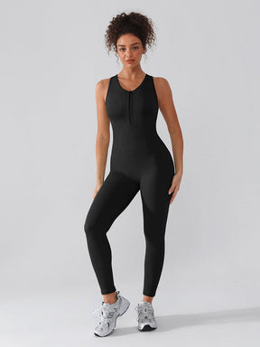 Snatched Seamless Zip Front Racerback Jumpsuit 2 In 1