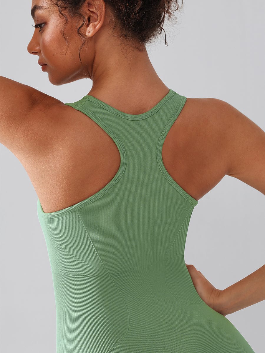 Snatched Seamless Zip Front Racerback Jumpsuit 2 In 1