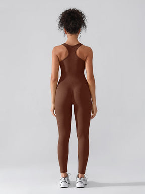 Snatched Seamless Zip Front Racerback Jumpsuit 2 In 1