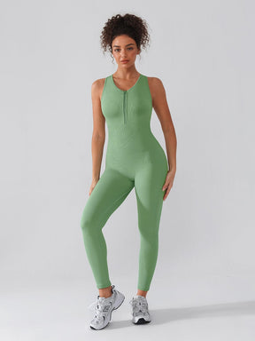Snatched Seamless Zip Front Racerback Jumpsuit 2 In 1