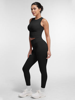 Snatched Seamless Gym Leggings Double Waistband Peach