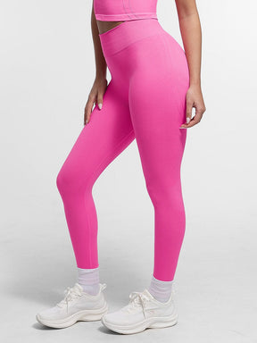 Snatched Seamless Gym Leggings Double Waistband Peach