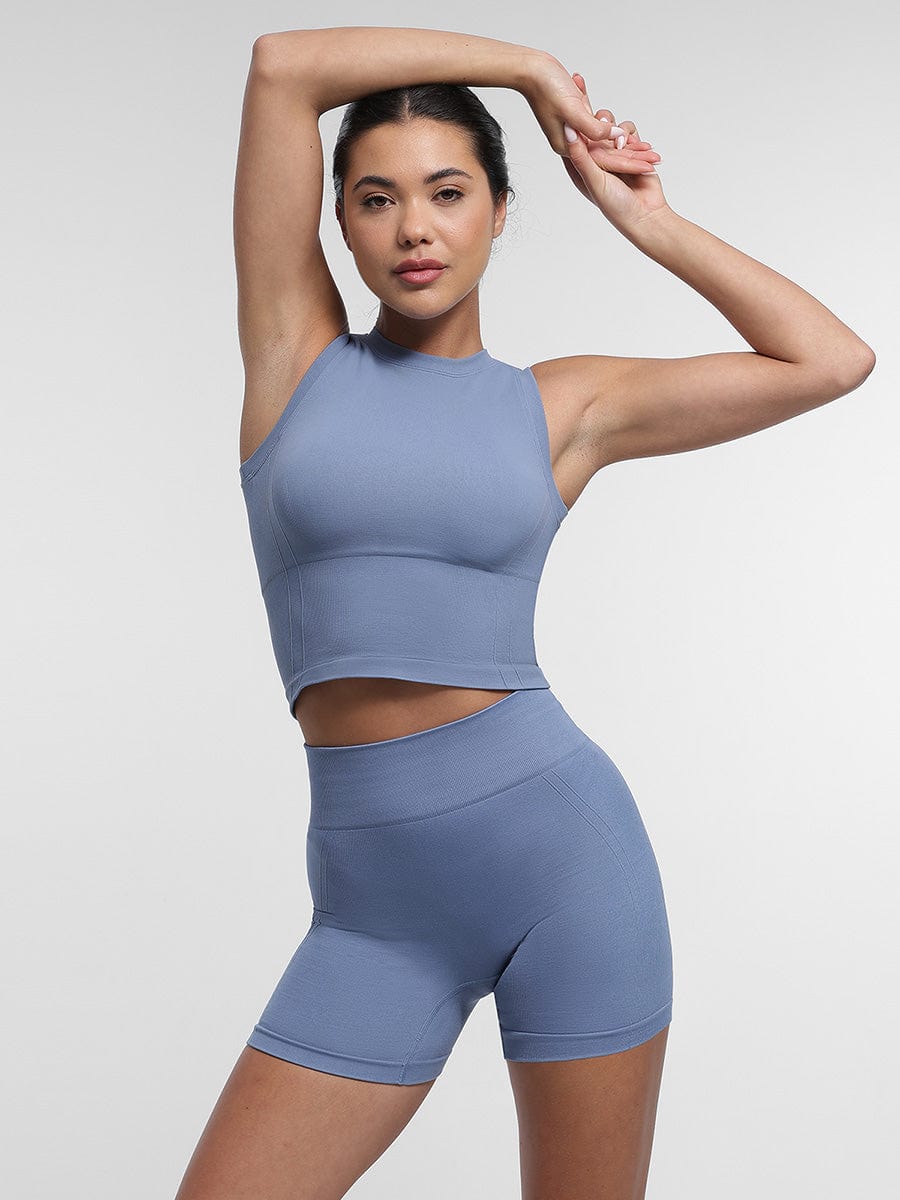 Snatched Seamless Gym Shorts High Waist Peach