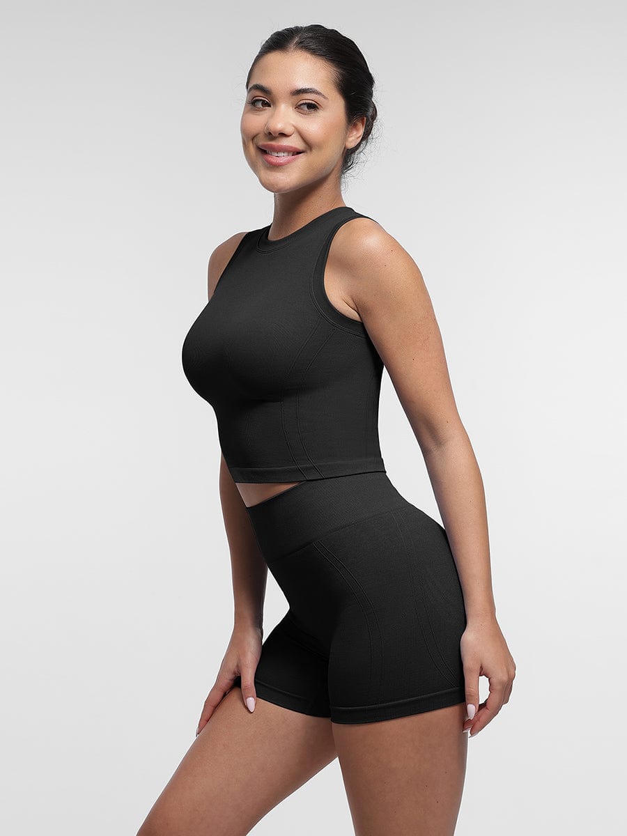Snatched Seamless Gym Shorts High Waist Peach